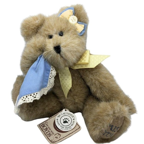 Boyds Will B Missing You Teddy Bear 8" Beige Fully Jointed Plush Vintage Stuffed - Picture 8 of 8